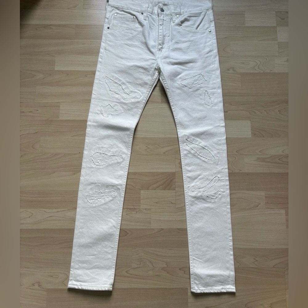 RARE Bape Distressed White Denim Jeans